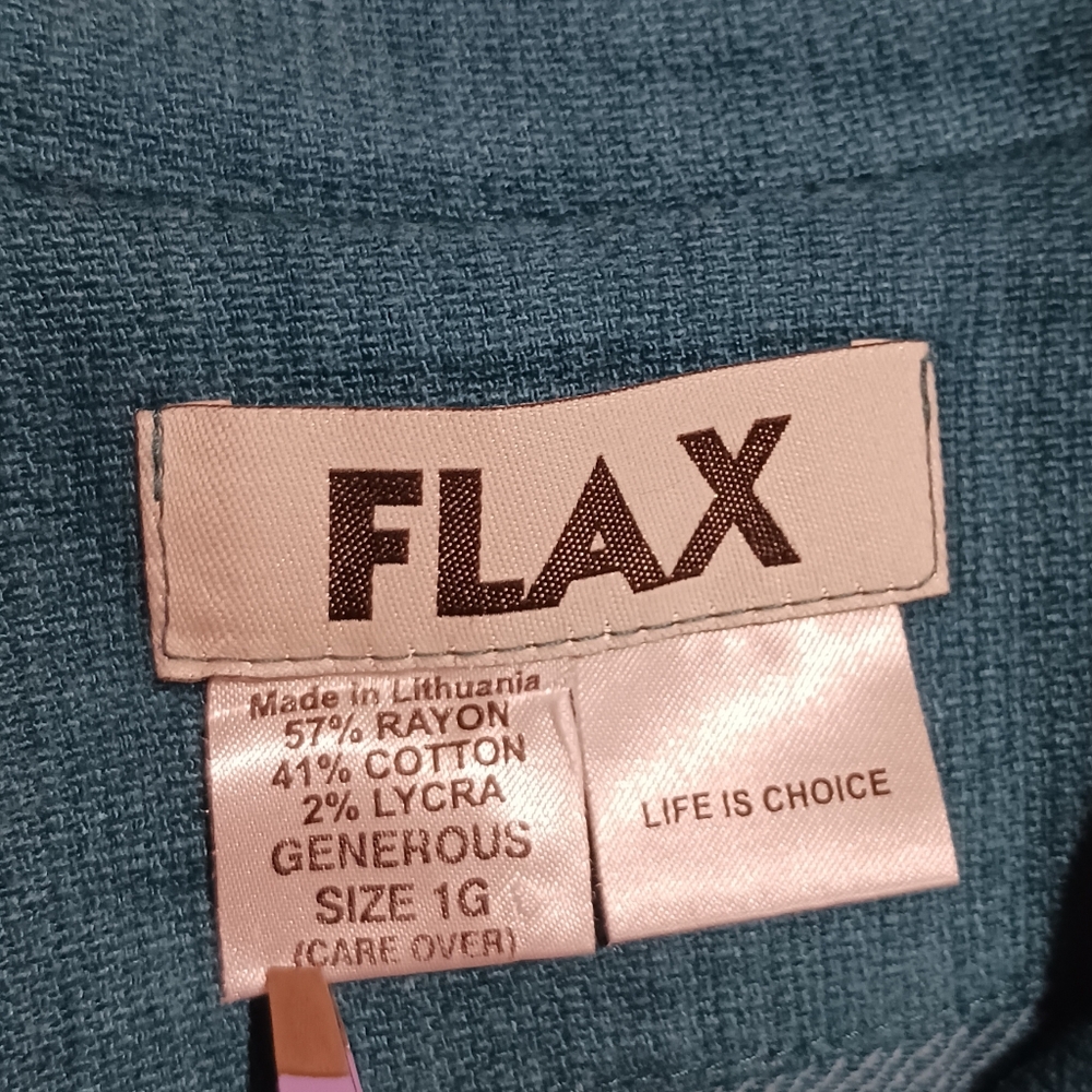 FLAX Longline Blazer Jacket Topper Teal Lagenlook 18/20 - Picture 6 of 9